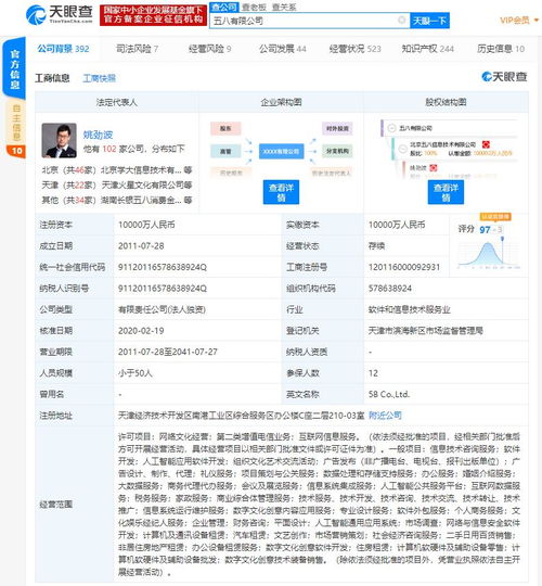 58同城子公司拓展業務版圖，新增人工智能應用軟件開發